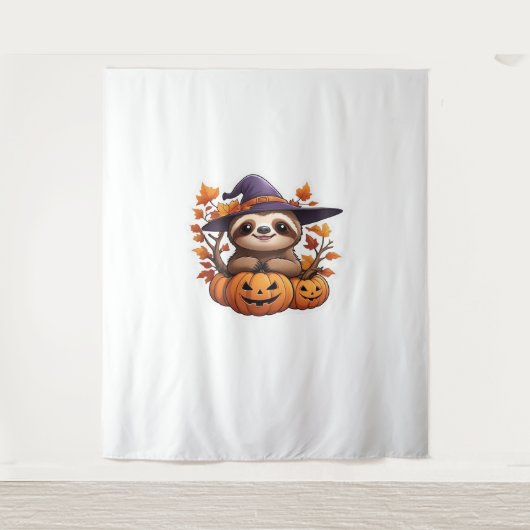 Halloween Cartoon Sloth Classic T-shirt Wandkleed (Voorkant)