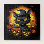 Halloween Cartoon Spooky Witch Cat Legpuzzel (Verticaal)
