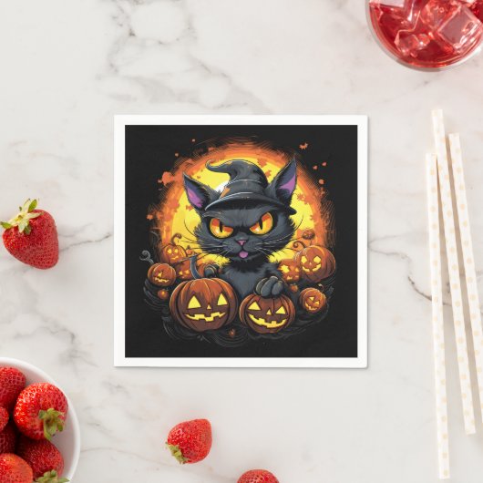 Halloween Cartoon Spooky Witch Cat Servet (Insitu)