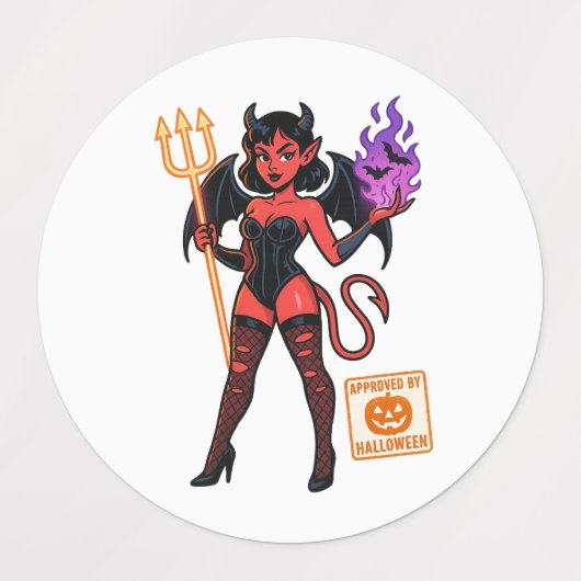 Halloween Cartoon Succubus - Donker en speels Labels (Design 1)