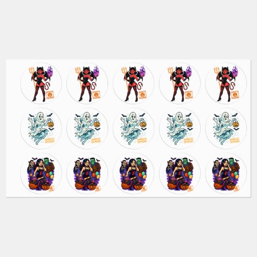 Halloween Cartoon Succubus - Donker en speels Labels (Vel)