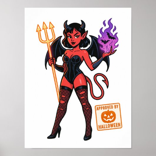 Halloween Cartoon Succubus - Donker en speels Poster (Voorkant)