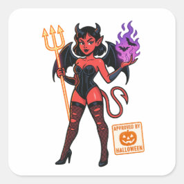 Halloween Cartoon Succubus - Donker en speels Vierkante Sticker