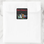 Halloween cartoon wezens zwaaien, stickers. vierkante sticker (Tas)
