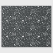 Halloween cartoon zwart-wit verpakkingspapier cadeaupapier (Vlak)