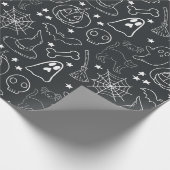 Halloween cartoon zwart-wit verpakkingspapier cadeaupapier (Hoek)