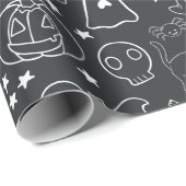 Halloween cartoon zwart-wit verpakkingspapier cadeaupapier (Rol Hoek)
