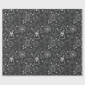 Halloween cartoon zwart-wit verpakkingspapier cadeaupapier (Vlak)
