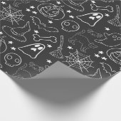 Halloween cartoon zwart-wit verpakkingspapier cadeaupapier (Hoek)