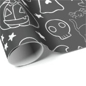 Halloween cartoon zwart-wit verpakkingspapier cadeaupapier (Rol Hoek)