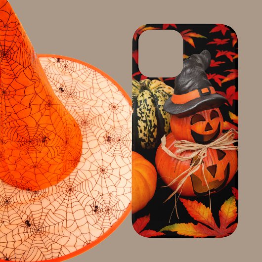 Halloween Carved Pumpkins with Fall Leaves Case-Mate iPhone Case