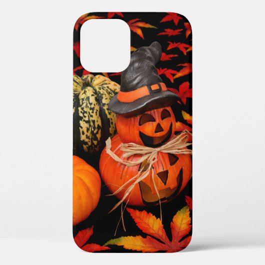 Halloween Carved Pumpkins with Fall Leaves Case-Mate iPhone Case (Achterkant)