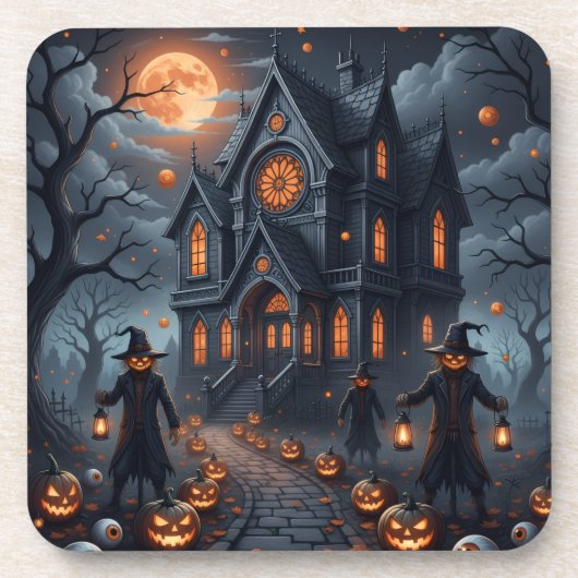 Halloween castillo embrujado bier onderzetter (Voorkant)