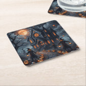 Halloween castillo embrujado kartonnen onderzetters (Schuin)