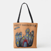 Halloween Castle Art Canvas tas (Achterkant)