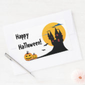 Halloween - Castle, Full Moon, Bats, Pumpkins Rechthoekige Sticker (Envelop)