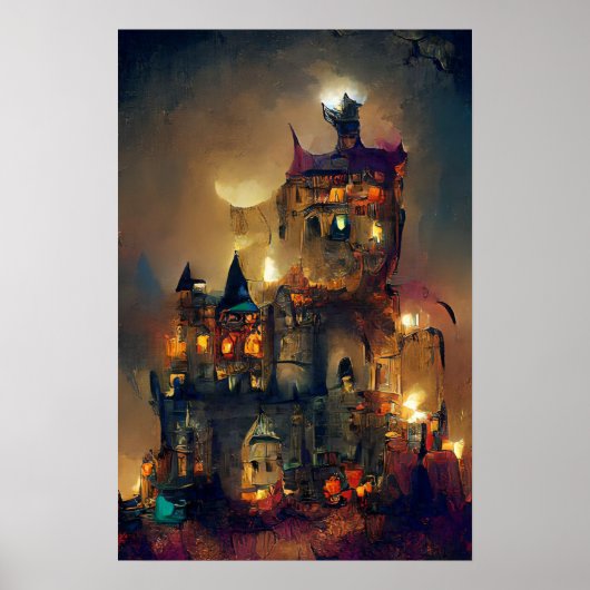 Halloween Castle, Ghost Castle, Japanse Art Poste Poster (Voorkant)