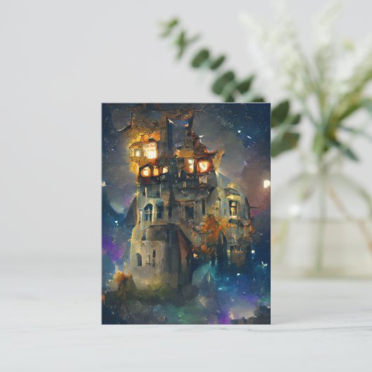 Halloween Castle, Halloween Ghost, Japanse Art P Briefkaart (Staand voorkant)