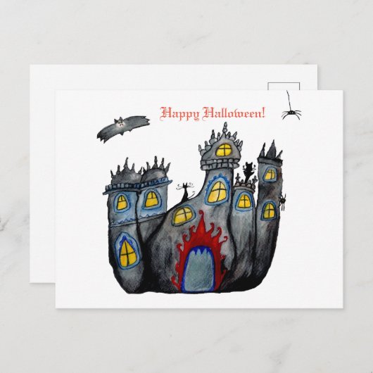 Halloween Castle happy Halloween Briefkaart (Voorkant / Achterkant)