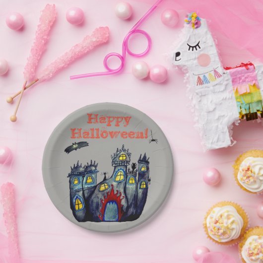 Halloween Castle Happy Halloween Paper-Borden Papieren Bordje (Feest)