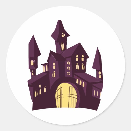 Halloween castle ronde sticker (Voorkant)