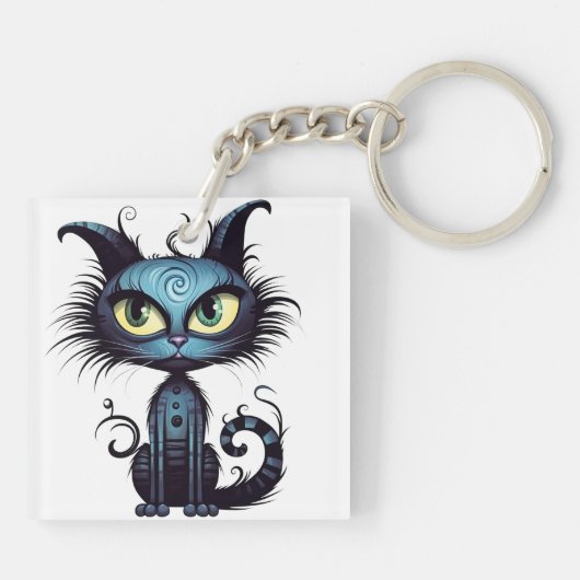 Halloween Cat #10 Digitale kunst Sleutelhanger (Achterkant)