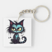 Halloween Cat#12 Digitale Kunst Sleutelhanger (Achterkant)
