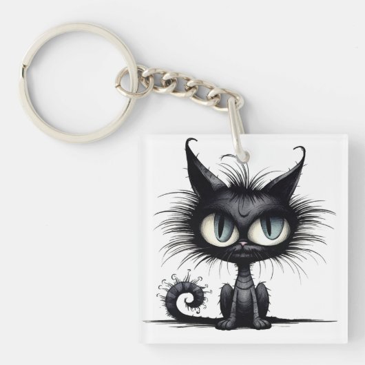 Halloween Cat #14 Digitale kunst Sleutelhanger (Voorkant)