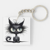 Halloween Cat #14 Digitale kunst Sleutelhanger (Achterkant)
