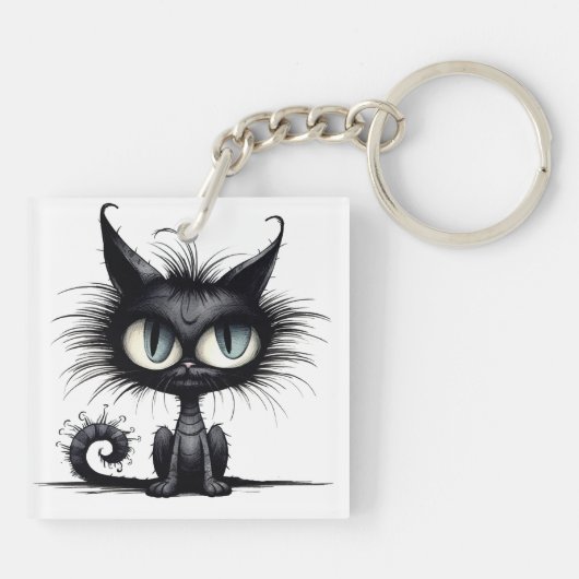 Halloween Cat #14 Digitale kunst Sleutelhanger (Achterkant)