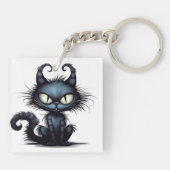 Halloween Cat #15 Digitale kunst Sleutelhanger (Achterkant)