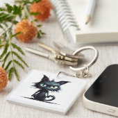 Halloween Cat #16 Digitale kunst Sleutelhanger (Voorkant Rechts)