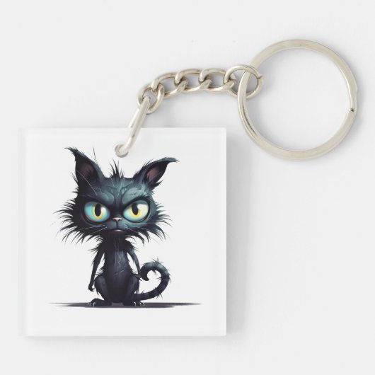 Halloween Cat #16 Digitale kunst Sleutelhanger (Achterkant)