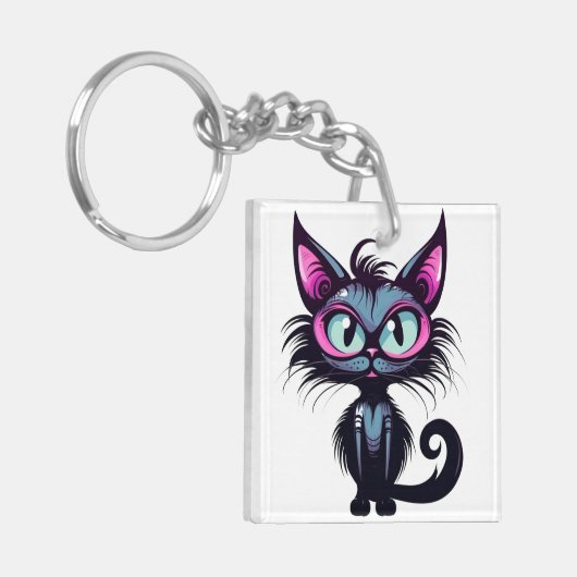 Halloween Cat #1 Digitale kunst Sleutelhanger (Voorkant Links)