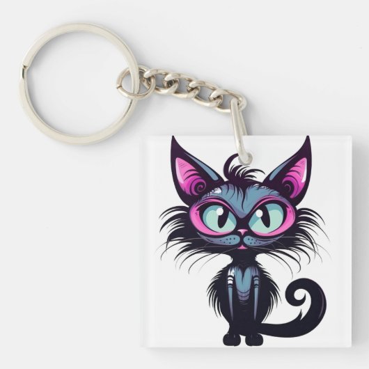 Halloween Cat #1 Digitale kunst Sleutelhanger (Voorkant)