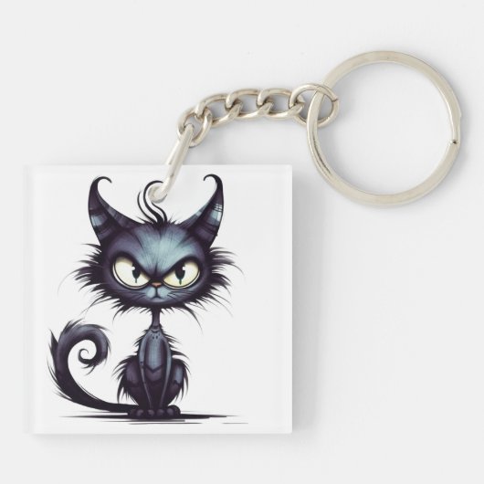 Halloween Cat #2 Digitale kunst Sleutelhanger (Achterkant)