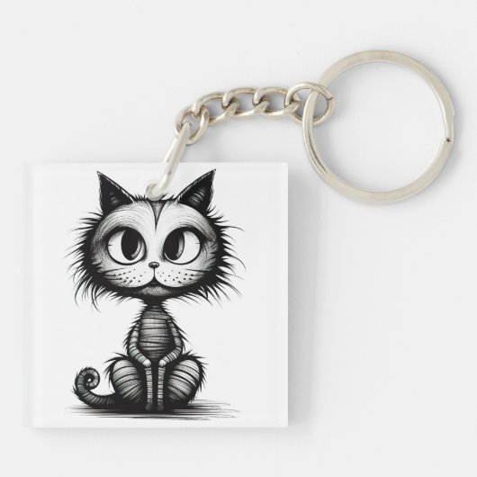 Halloween Cat #4 Digitale kunst Sleutelhanger (Achterkant)