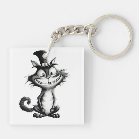 Halloween Cat #8 Digitale kunst Sleutelhanger (Achterkant)
