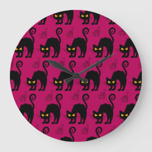 Halloween Cat: Abstract naadloos patroon Grote Klok