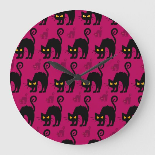 Halloween Cat: Abstract naadloos patroon Grote Klok (Voorkant)