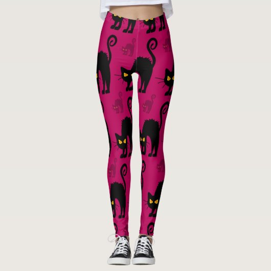 Halloween Cat: Abstract naadloos patroon Leggings (Voorkant)