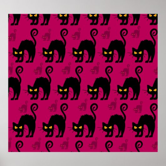 Halloween Cat: Abstract naadloos patroon Poster (Voorkant)