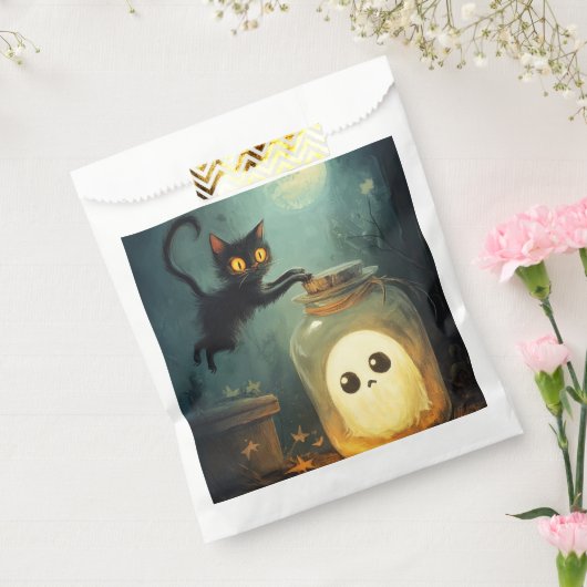 Halloween Cat and Ghost beroemd gemaakt door Got Y Bedankzakje (Gezegeld)