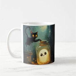 Halloween Cat and Ghost beroemd gemaakt door Got Y Koffiemok