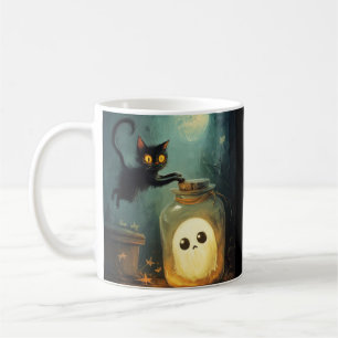 Halloween Cat and Ghost beroemd gemaakt door Got Y Koffiemok