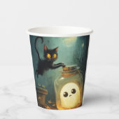 Halloween Cat and Ghost beroemd gemaakt door Got Y Papieren Bekers (Achterkant)