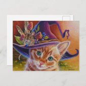Halloween Cat and Mouse No. 1 Waterverf Art Briefkaart (Voorkant / Achterkant)