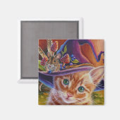Halloween Cat and Mouse No. 1 Waterverf Art Magneet (Voorkant / Achterkant)