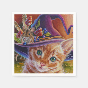 Halloween Cat and Mouse No. 1 Waterverf Art Servet