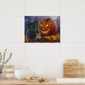 Halloween Cat and Mouse No. 2 Waterverf Art. 18x24 Poster (Keuken)